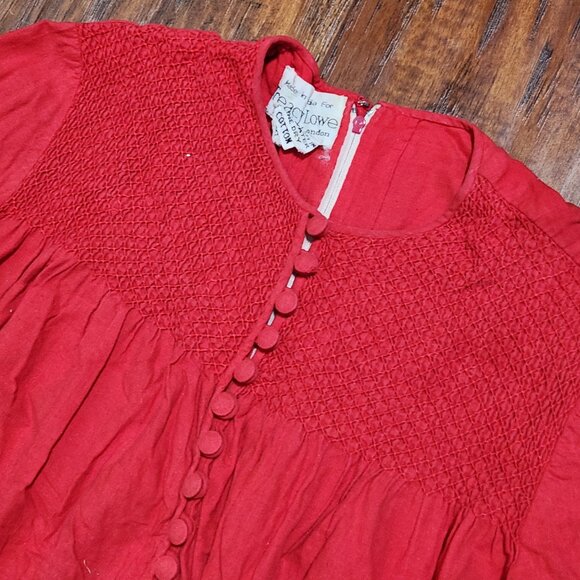 Vintage cotton red dress - Picture 2 of 4